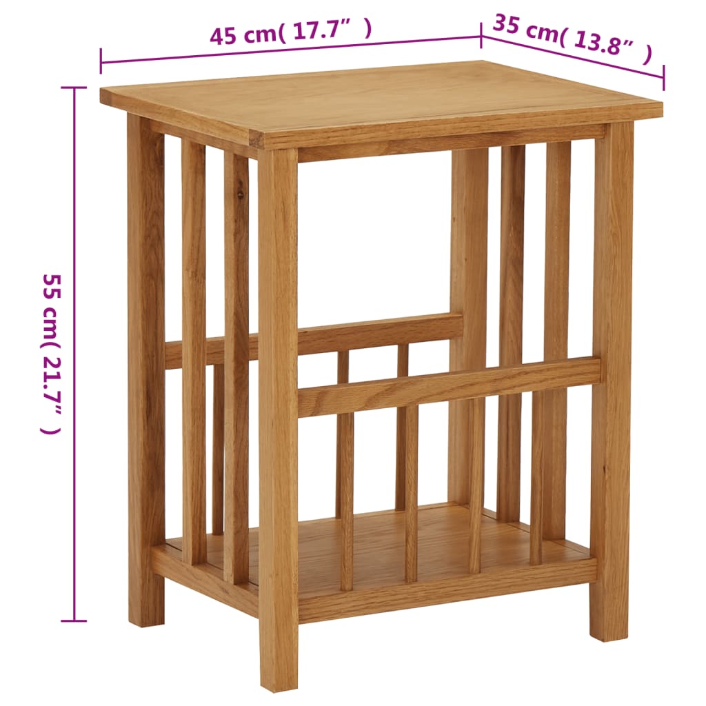 Tavolino con Portariviste 45x35x55 cm Massello di Rovere