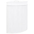 Cesto Portabiancheria Angolare in Bambù Bianco 60 L