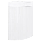 Cesto Portabiancheria Angolare in Bambù Bianco 60 L