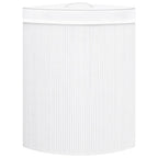 Cesto Portabiancheria Angolare in Bambù Bianco 60 L