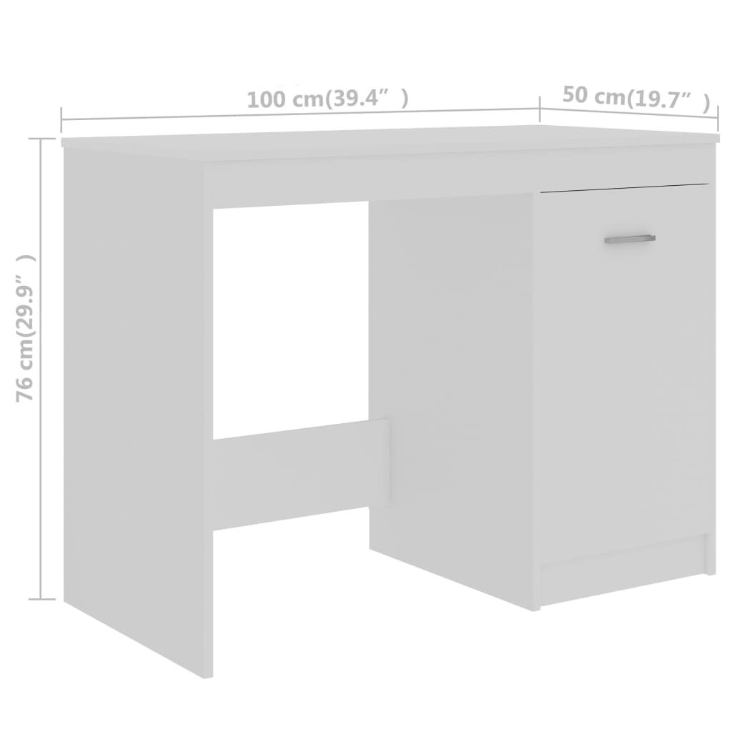 Scrivania Bianca 140x50x76 cm in Legno Multistrato