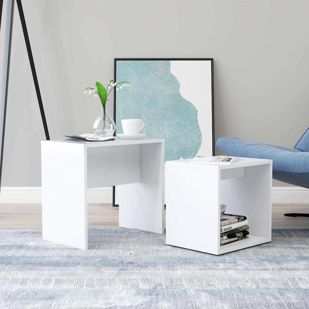 Tavolino da Salotto Bianco 48x30x45 cm in Legno Multistrato