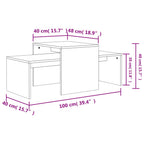 Set Tavolini da Salotto Grigio Cemento 100x48x40 cm Multistrato