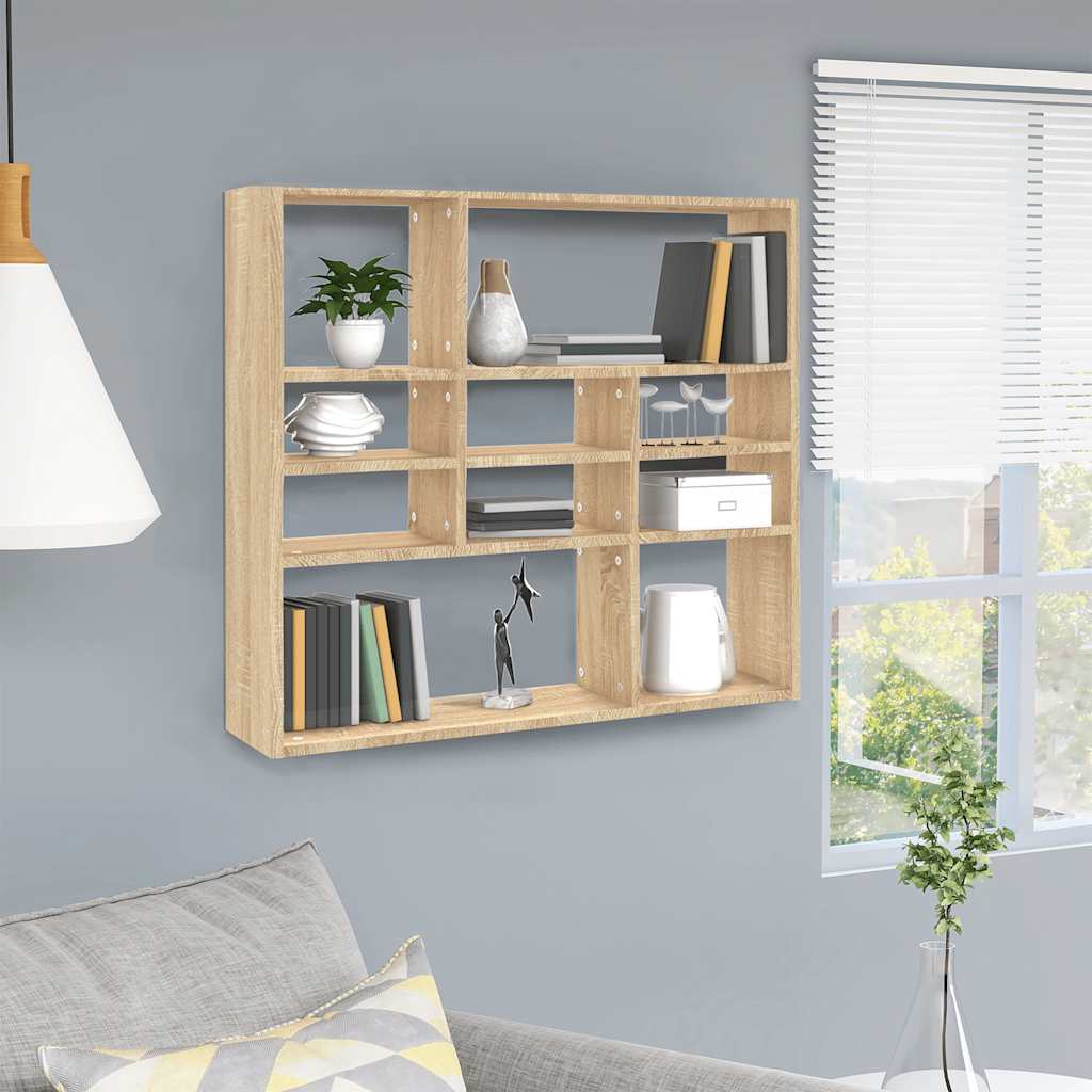 Scaffale a Parete Rovere Sonoma 90x16x78cm in Legno Multistrato