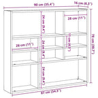 Scaffale a Parete Grigio Cemento 90x16x78 cm Legno Multistrato