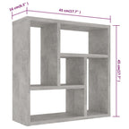 Scaffale a Parete Grigio Cemento 45,1x16x45,1 Legno Multistrato