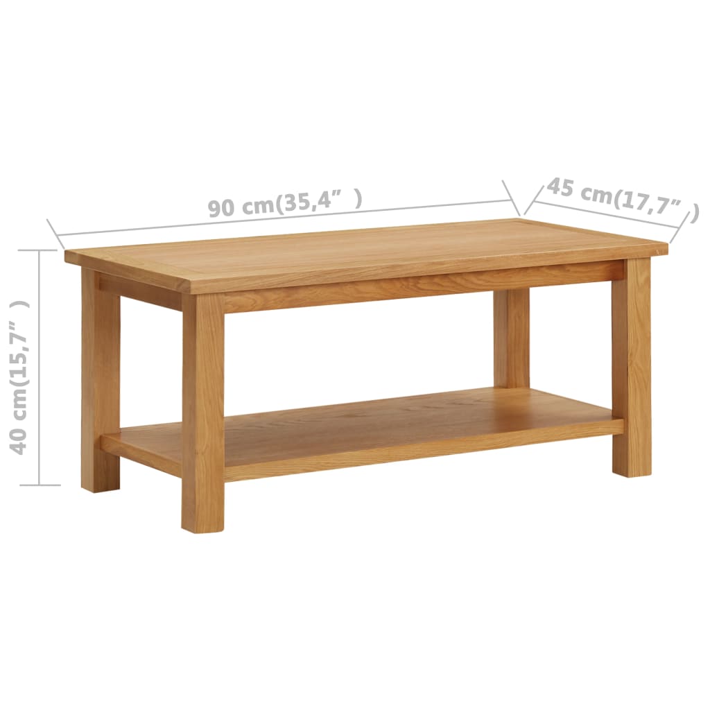 Tavolino da Salotto 90x45x40 cm in Legno Massello di Rovere
