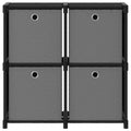 Mobile con 12 Scatole a Cubo Nero 69x30x72,5 cm in Tessuto