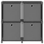 Mobile con 4 Scatole a Cubo Grigio 69x30x72,5 cm in Tessuto