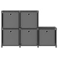 Mensola con 5 Vani a Cubo Scatole Grigia 103x30x72,5 cm Tessuto