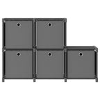 Mensola con 5 Vani a Cubo Scatole Grigia 103x30x72,5 cm Tessuto