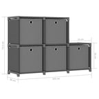 Mensola con 5 Vani a Cubo Scatole Grigia 103x30x72,5 cm Tessuto