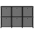 Mobile con 6 Scatole a Cubo Nero 103x30x72,5 cm in Tessuto