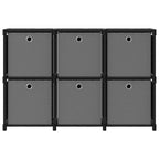Mobile con 6 Scatole a Cubo Nero 103x30x72,5 cm in Tessuto