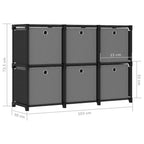 Mobile con 6 Scatole a Cubo Nero 103x30x72,5 cm in Tessuto