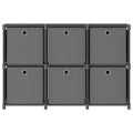 Mensola con 6 Scatole a Cubo Grigia 103x30x72,5 cm in Tessuto