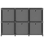 Mensola con 6 Scatole a Cubo Grigia 103x30x72,5 cm in Tessuto