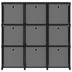 Mobile con 9 Scatole a Cubo Nero 103x30x107,5 cm in Tessuto
