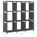 Mobile per 9 Scatole a Cubo Grigio 103x30x107,5 cm in Tessuto