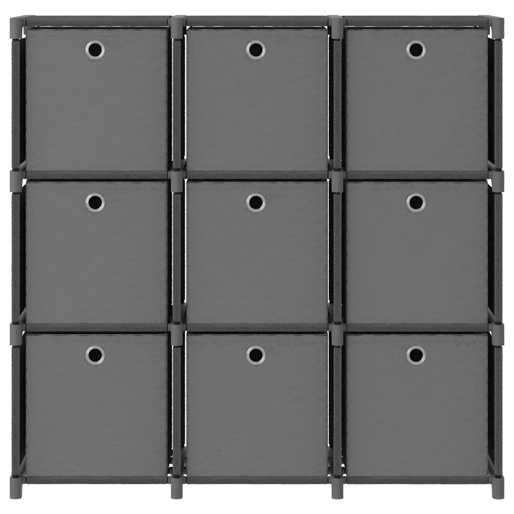Mobile con 9 Scatole a Cubo Grigio 103x30x107,5 cm in Tessuto