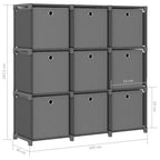 Mobile con 9 Scatole a Cubo Grigio 103x30x107,5 cm in Tessuto