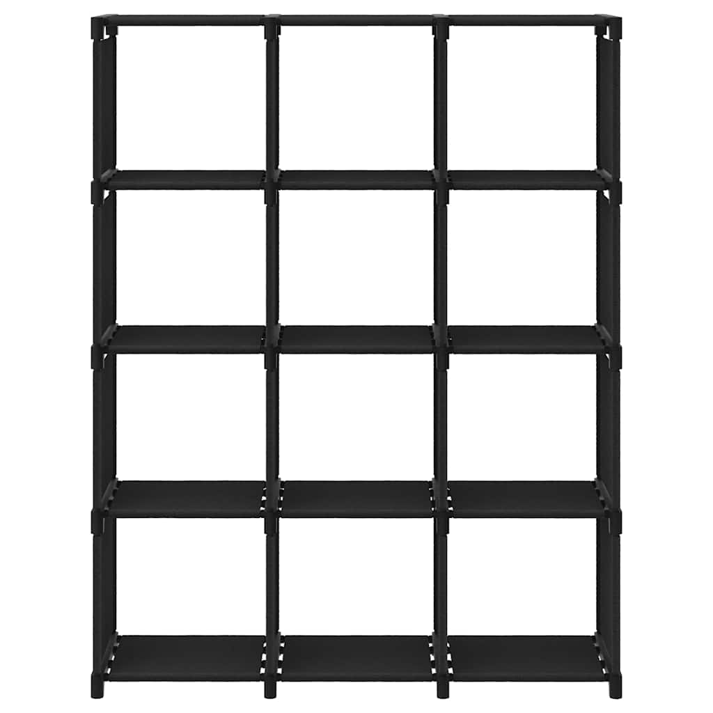 Mensola con 12 Vani a Cubo Nera 103x30x141 cm in Tessuto