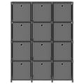 Mensola con 12 Scatole a Cubo Grigia 103x30x141 cm in Tessuto
