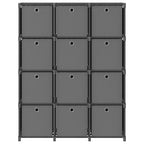 Mensola con 12 Scatole a Cubo Grigia 103x30x141 cm in Tessuto