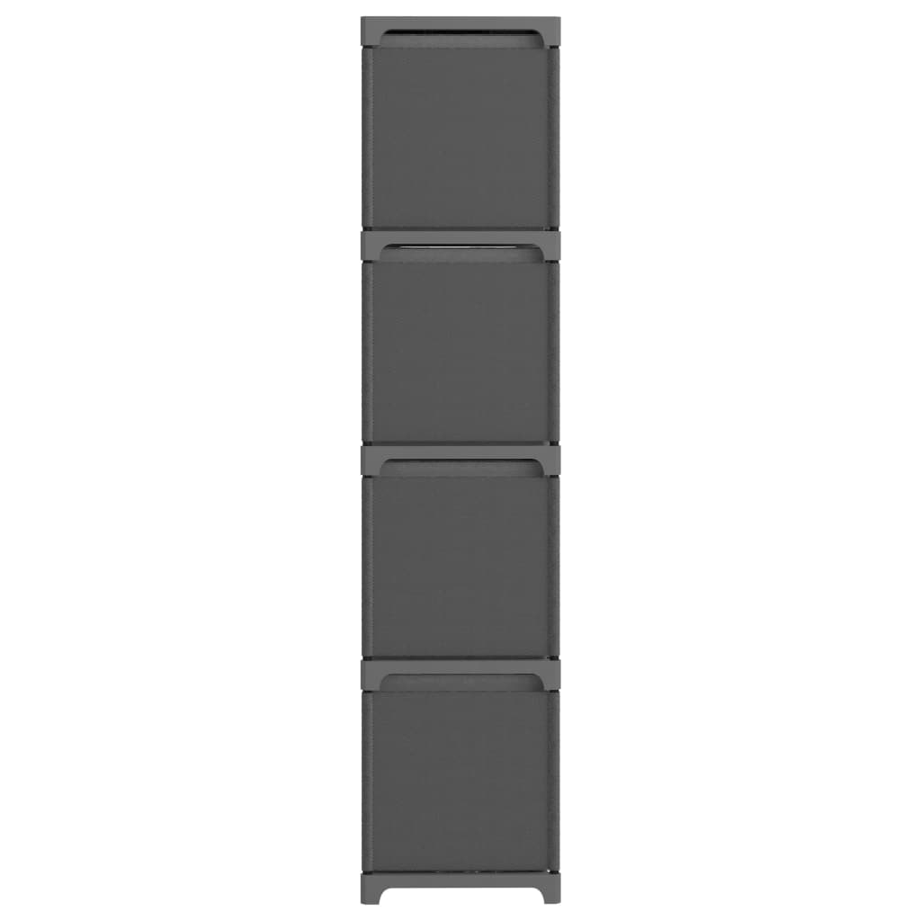Mensola con 12 Scatole a Cubo Grigia 103x30x141 cm in Tessuto