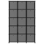 Mobile con 15 Scatole a Cubo Nero 103x30x175,5 cm in Tessuto