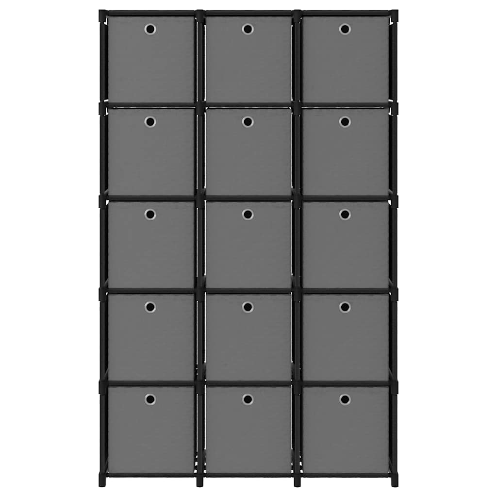 Mobile con 15 Scatole a Cubo Nero 103x30x175,5 cm in Tessuto