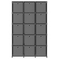 Mobile con 15 Scatole a Cubo Grigio 103x30x107,5 cm in Tessuto