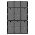 Mobile con 15 Scatole a Cubo Grigio 103x30x107,5 cm in Tessuto