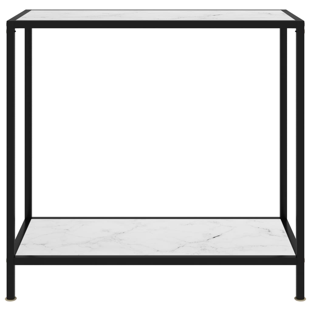 Tavolo Consolle Bianco 80x35x75 cm in Vetro Temperato