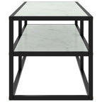 Mobile TV Nero con Vetro Bianco Marmo 100x40x40 cm