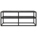 Mobile TV Nero con Vetro Nero Marmo 100x40x40 cm