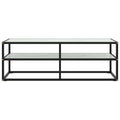 Mobile TV Nero con Vetro Bianco Marmo 120x40x40 cm