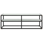 Mobile TV Nero con Vetro Bianco Marmo 120x40x40 cm