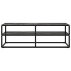 Mobile TV Nero con Vetro Nero Marmo 120x40x40 cm