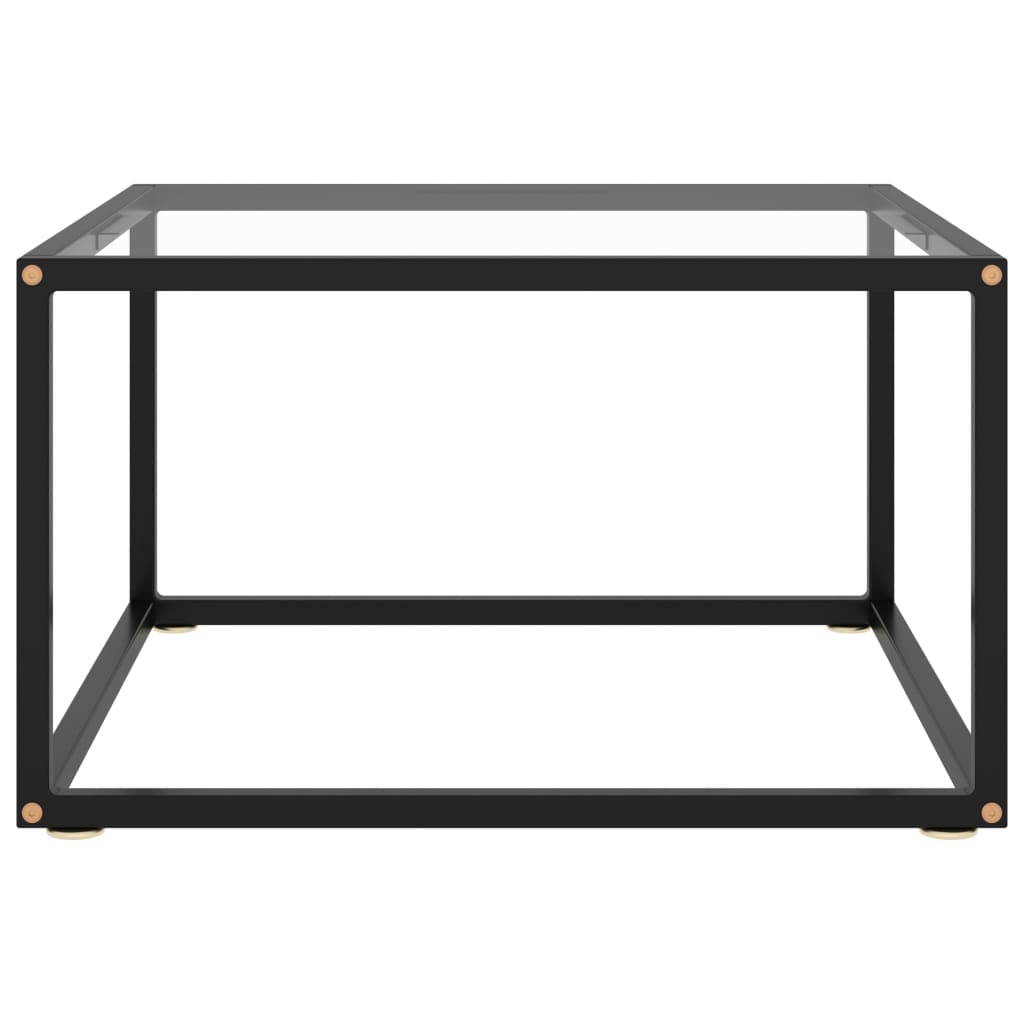 Tavolino da Salotto Nero con Vetro Temperato 60x60x35 cm
