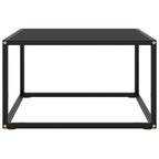Tavolino da Salotto Nero con Vetro Nero 60x60x35 cm