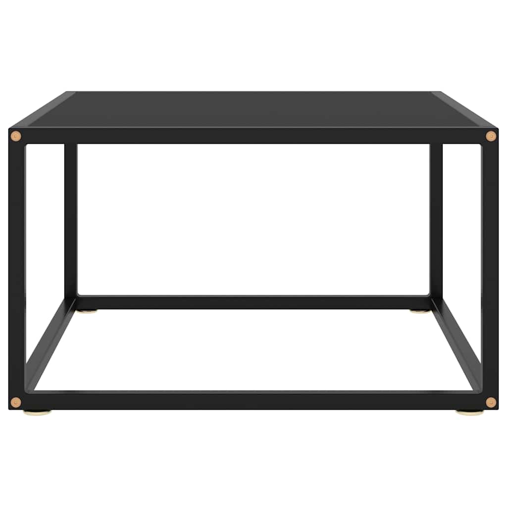 Tavolino da Salotto Nero con Vetro Nero 60x60x35 cm