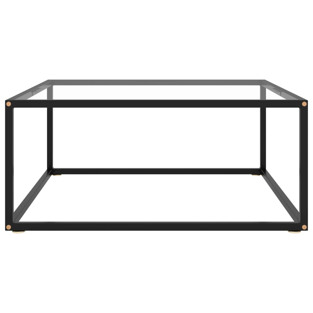 Tavolino da Salotto Nero con Vetro Temperato 80x80x35 cm