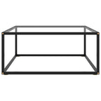 Tavolino da Salotto Nero con Vetro Temperato 80x80x35 cm