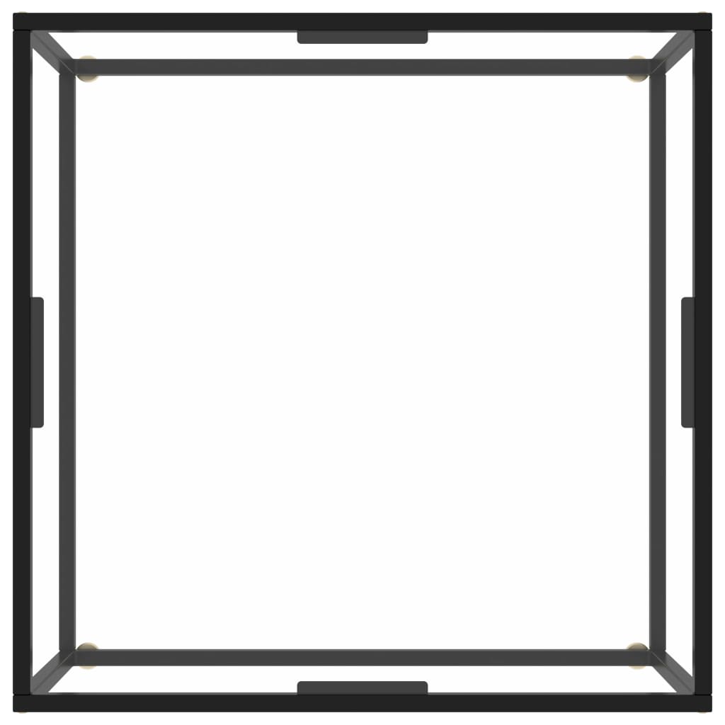 Tavolino da Salotto Nero con Vetro Temperato 80x80x35 cm
