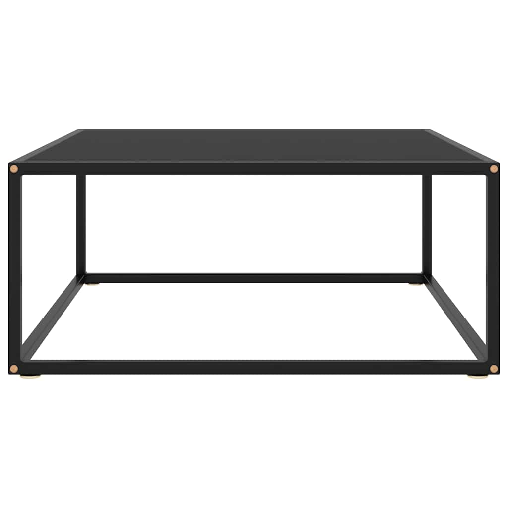Tavolino da Salotto Nero con Vetro Nero 80x80x35 cm