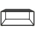 Tavolino da Salotto Nero con Vetro Nero 80x80x35 cm