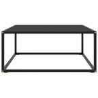 Tavolino da Salotto Nero con Vetro Nero 80x80x35 cm