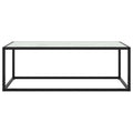 Tavolino da Salotto Nero con Vetro Marmo Bianco 100x50x35 cm