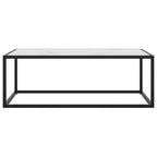 Tavolino da Salotto Nero con Vetro Marmo Bianco 100x50x35 cm